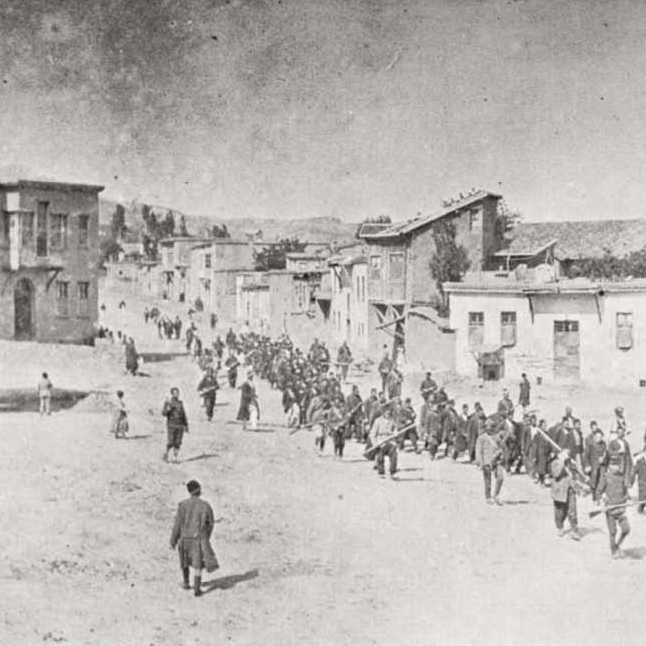 Armenians Marched by Turks postcard